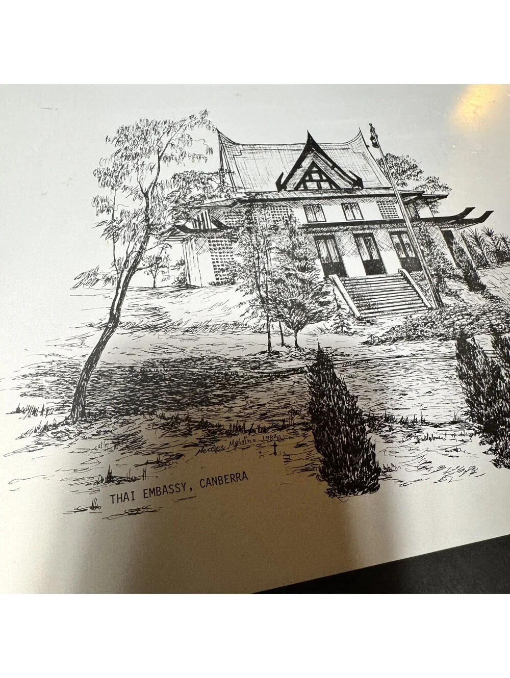 Vtg Cork Back Placemats Black & White 5 Canberra Australia Landmarks  8” x 11.5”